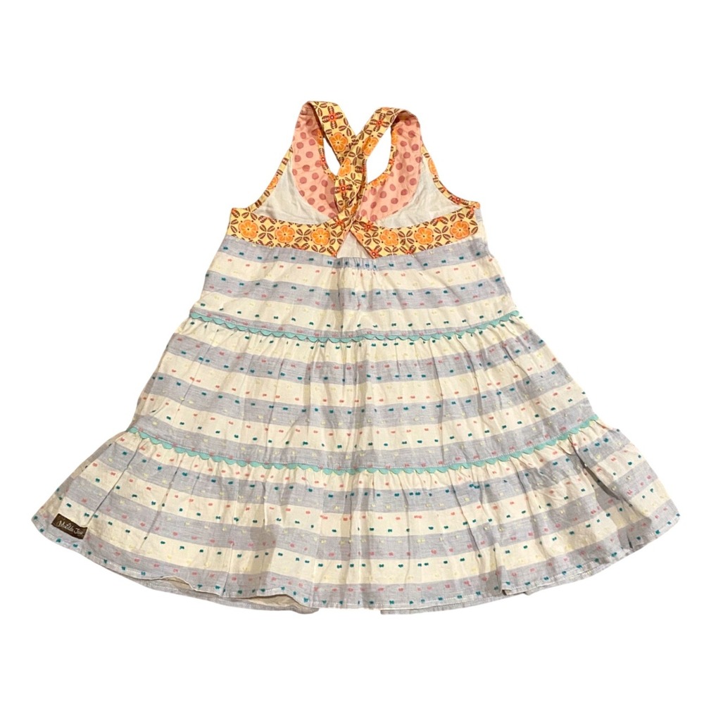 MATILDA JANE Happy & Free Dotted Sky Dress SZ 6 Blue Stripe Swiss Dot Artsy Boho - Picture 5 of 11